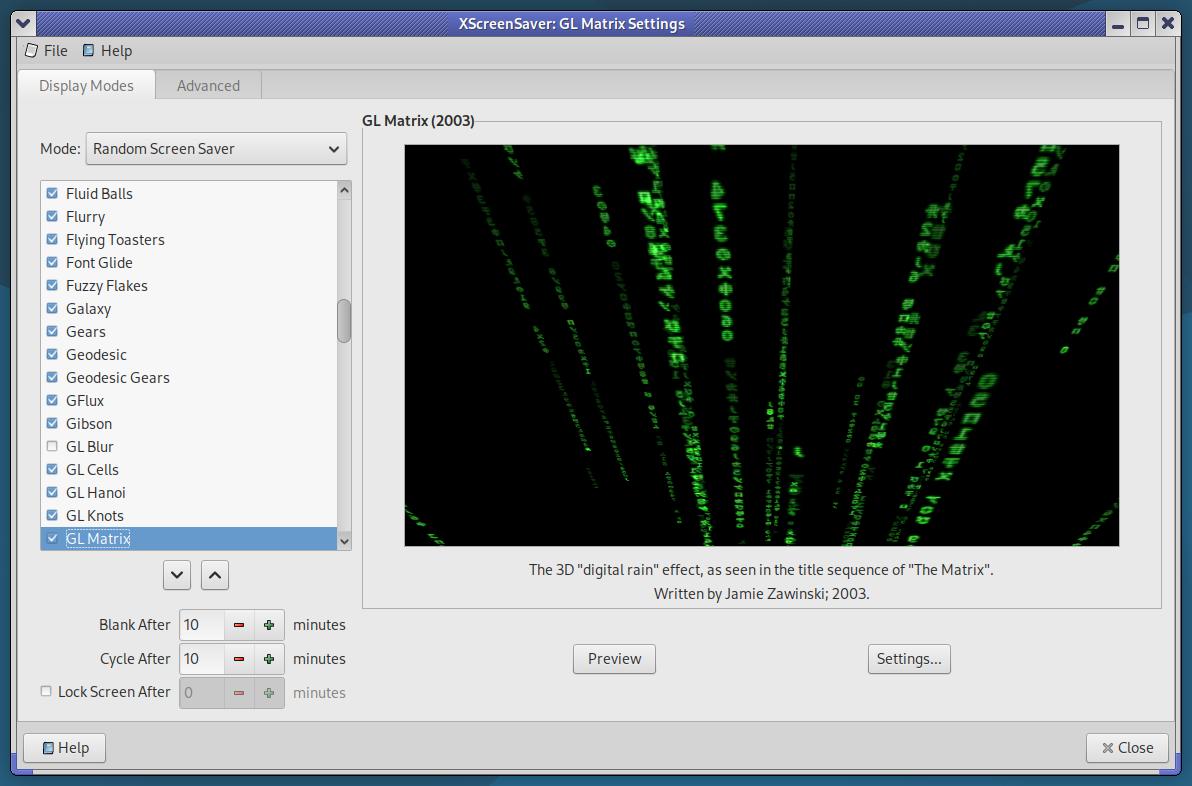 XScreenSaver Settings on Debian 12